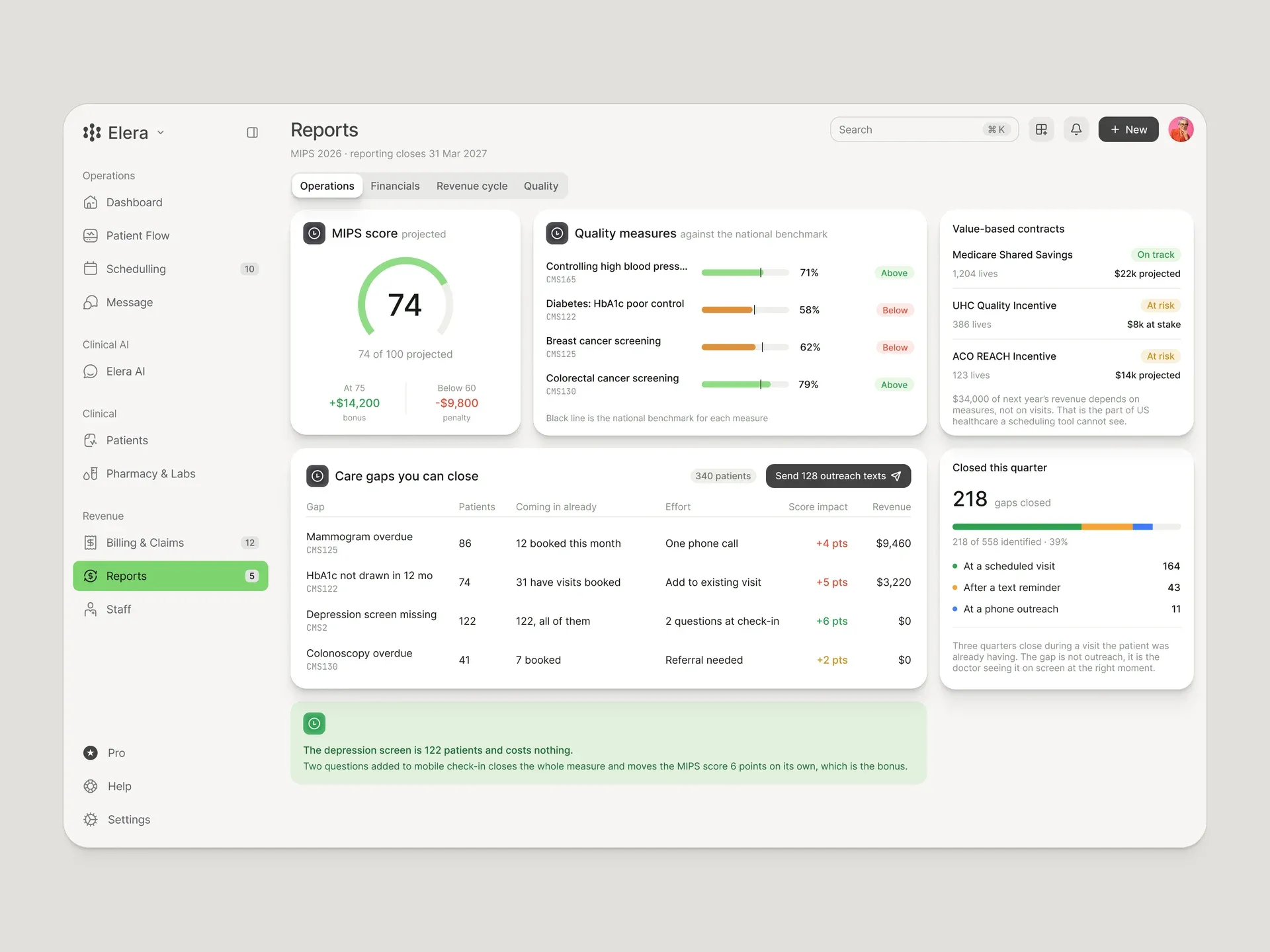 Elera — Reports and quality measures